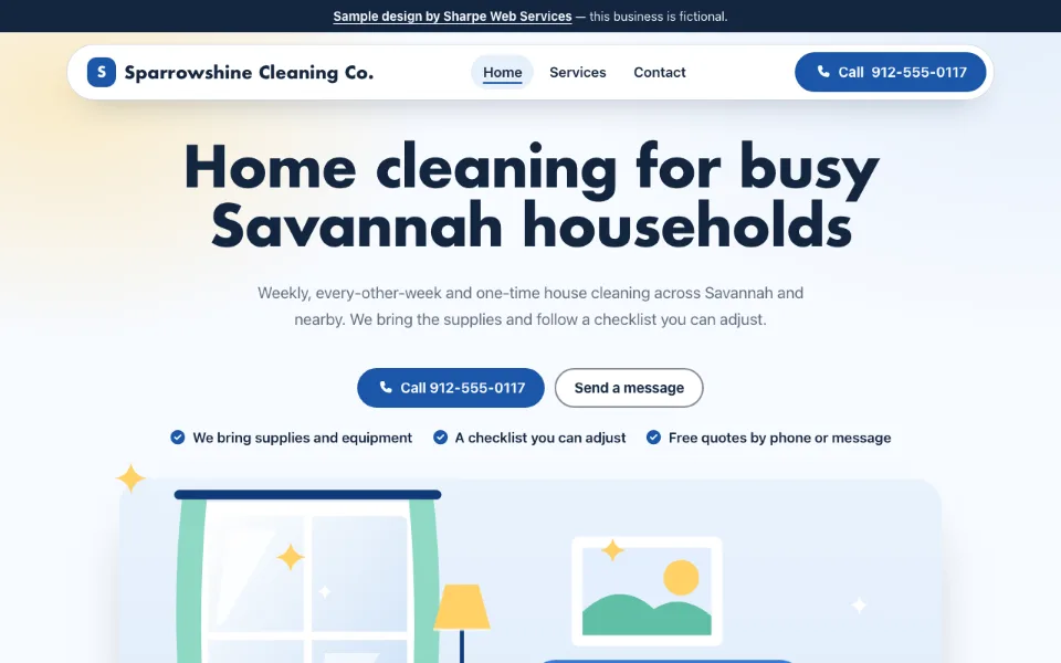 Sparrowshine Cleaning Co. sample website