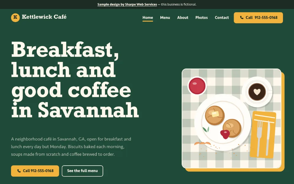 Kettlewick Café sample website